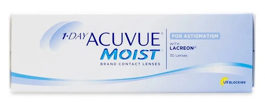 Acuvue 1 Day Moist Toric Daily Contact Lenses for Astigmatism (- powers only) 30PK