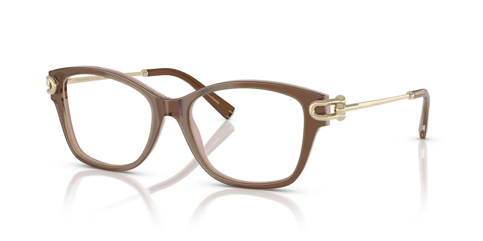 Tiffany 2266 Eyeglasses - Brown Transparent On Pink